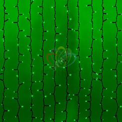 Гирлянда профессиональная Светодиодный Дождь 2х1.5м постоянное свечение темно-зеленый провод 220В зеленый