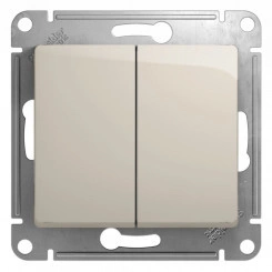 GLOSSA переключатель 2-клавишный сх.6 молочный GLOSSA переключатель 2-клавишный сх.6 молочный