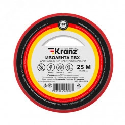 Изолента ПВХ KRANZ 0.13х19 мм, 25 м, красная 5шт