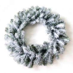 Венок заснеженный еловый 60 см, ПВХ Венок заснеженный еловый 60 см, ПВХ