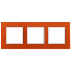 Рамка на 3 поста, стекло, Эра Elegance, оранжевый+бел, 14-5103-22 Рамка на 3 поста, стекло, Эра Elegance, оранжевый+бел, 14-5103-22