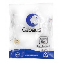 Патч-корд U/UTP, категория 5е, 2xRJ45/8p8c, неэкранированный, белый, PVC, 0.3м Патч-корд U/UTP, категория 5е, 2xRJ45/8p8c, неэкранированный, белый, PVC, 0.3м