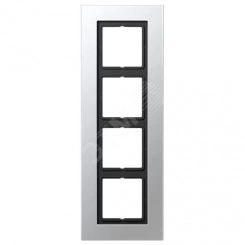 Рамка 4-я для горизонтальной/вертикальной установки  Серия- LS plus  Материал- металл  Цвет- алюминий