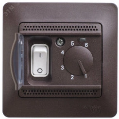 GLOSSA Термостат электронный теплого пола с датчиком 10A шоколад в сборе GLOSSA Термостат электронный теплого пола с датчиком 10A шоколад в сборе