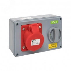 Розетка с блокировкой и выключателем 1415 3Р+РЕ+N 16А 380В IP44 Розетка с блокировкой и выключателем 1415 3Р+РЕ+N 16А 380В IP44