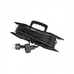 Удлинитель-шнур на рамке ПВС 3х0,75 мм2, 20 м, с/з, 6 А, 1300 Вт, IP20, черный