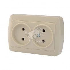 Демет Розетка двойная без заземления закрытый корпус крем Демет Розетка двойная без заземления закрытый корпус крем