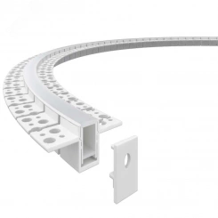 Профиль алюминиевый гибкий для встр. в ГКЛ 2000х15х10мм (55х15мм, 2 вылета 20мм, макс. шир. ленты 12мм)