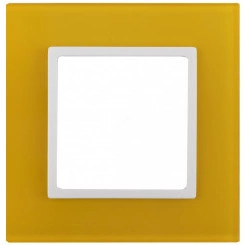 Рамка на 1 пост, стекло, Эра Elegance, жёлтый+бел, 14-5101-21