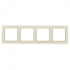 Стокгольм Рамка 4-местная белая с линией цвета зеленый