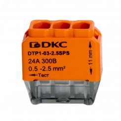 Клемма строительно-монтажная (СМК) на 3 проводника до 2.5 кв. мм. на токи до 24А (оранжевая) Клемма строительно-монтажная (СМК) на 3 проводника до 2.5 кв. мм. на токи до 24А (оранжевая)