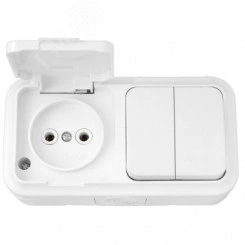 Беларусь Блок наружный IP44 выключатель двухклавичный +розетка Беларусь Блок наружный IP44 выключатель двухклавичный +розетка