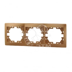 Мира Рамка 3 поста горизонтальная без вставок металлик золото Мира Рамка 3 поста горизонтальная без вставок металлик золото