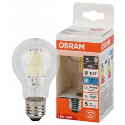 Лампа светодиодная филаментная LED Star Грушевидная 5Вт (замена 60Вт), 600Лм, 6500К, цоколь E27 OSRAM Лампа светодиодная филаментная LED Star Грушевидная 5Вт (замена 60Вт), 600Лм, 6500К, цоколь E27 OSRAM