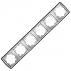 Маргарита рамка шестиместная горизонтальная  серебро (еврослот)