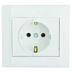 Defne Розетка с заземлением керамика белая
