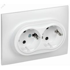 SKANDY Розетка 2-местная с заземлением с защитными шторками 16А в сборе SK-R07W арктический белый IEK SKANDY Розетка 2-местная с заземлением с защитными шторками 16А в сборе SK-R07W арктический белый IEK