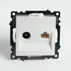Розетка TV + компьютерная RJ-45 (механизм), серия Катрин, белый Розетка TV + компьютерная RJ-45 (механизм), серия Катрин, белый