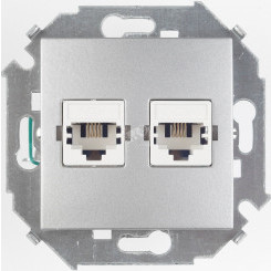 Розетка телефонная двойная RJ11, винтовой зажим, алюминий