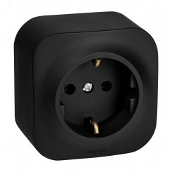 Розетка с заземлением - Legrand Quteo - без шторок IP20 16А 250В винтовые зажимы накладной монтаж - чёрный матовый Розетка с заземлением - Legrand Quteo - без шторок IP20 16А 250В винтовые зажимы накладной монтаж - чёрный матовый