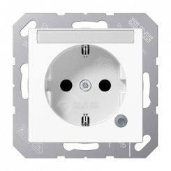 Розетка с полем для надписи 6x46 мм A500 2К+З 16 А 250В~ ударопрочная, белая Розетка с полем для надписи 6x46 мм A500 2К+З 16 А 250В~ ударопрочная, белая