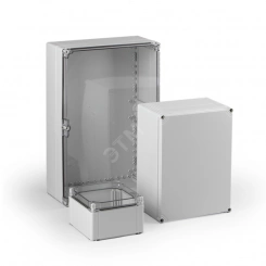 Cubo O 400 x 400 x 132 мм, глухая стенка, серая крышка, PC, IP 66/67