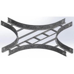 Крестообразный разветвитель для лестничного лотка НЛО 400х80х3000 радиус 600 мм, толщ. 1,5 мм, Сендзимир цинк