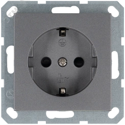 Розетка Schuko с защитными шторками 16A 250V~ 2P+T, цвет Алюминий Розетка Schuko с защитными шторками 16A 250V~ 2P+T, цвет Алюминий