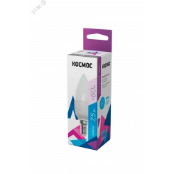 Лампа светодиодная LED 7.5Вт Свеча 220В Е14 D37х100 6500К холодный 600 лм