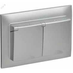 SKANDY Розетка 2-местная и крышкой 16А в сборе IP44 SK-R12S серебряный IEK SKANDY Розетка 2-местная и крышкой 16А в сборе IP44 SK-R12S серебряный IEK