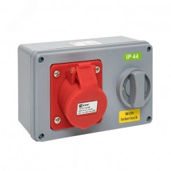 Розетка с блокировкой и выключателем 1414 3Р+РЕ 16А 380В IP44 Розетка с блокировкой и выключателем 1414 3Р+РЕ 16А 380В IP44