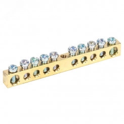 Шина PEN ''земля-ноль'' 6х9 мм 10х1 (10 группхкрепеж по центру), REXANT Шина PEN ''земля-ноль'' 6х9 мм 10х1 (10 группхкрепеж по центру), REXANT