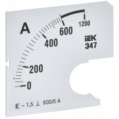 Шкала сменная для амперметра Э47 600/5А класс точности 1,5 72х72мм
