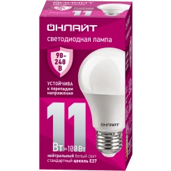 Лампа светодиодная 11вт OLL-A55-11-230-4K-E27 PRO 90-240В ОНЛАЙТ Лампа светодиодная 11вт OLL-A55-11-230-4K-E27 PRO 90-240В ОНЛАЙТ