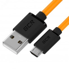 Кабель Micro USB, 0.3 м., оранжевый-черный, быстрая зарядка