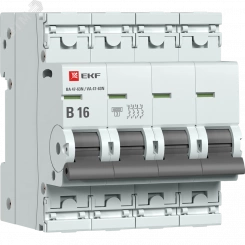 Автоматический выключатель 4P 16А (B) 6кА ВА 47-63N PROxima