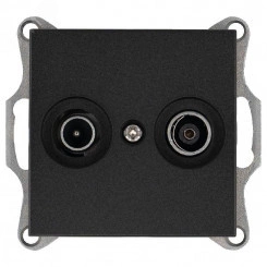 Розетка TV+FM9.5 мм проходная с накладкой, цвет Антрацит Розетка TV+FM9.5 мм проходная с накладкой, цвет Антрацит