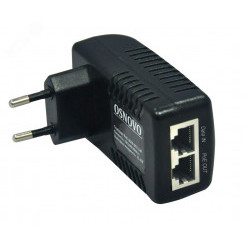 Инжектор PoE 1хRJ45 10/100 Мб/с, 802.3af, до 15.4 Вт, AC 220В, DC 48В