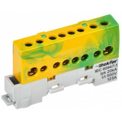 TEKFOR Шина PE земля изолированная на универсальном держателе 8х12-8-ЖЗ IEK TEKFOR Шина PE земля изолированная на универсальном держателе 8х12-8-ЖЗ IEK