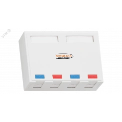 Корпус настенной розетки 4 порта под модули Keystone со шторками белый Корпус настенной розетки 4 порта под модули Keystone со шторками белый