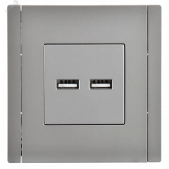 FORTE&PIANO Розетка USB A+A 3,1А FP549 сталь IEK FORTE&PIANO Розетка USB A+A 3,1А FP549 сталь IEK