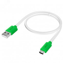 Кабель Micro USB, 0.5 м., белый-зеленый, быстрая зарядка