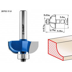 Фреза кромочная калевочная №2 31,8x14мм, радиус 9.5мм