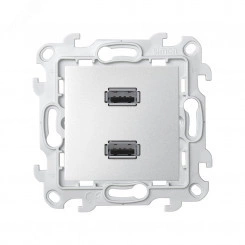 Розетка 2xUSB 2.0 для передачи данных цвета алюминий S24 Harmonie Розетка 2xUSB 2.0 для передачи данных цвета алюминий S24 Harmonie