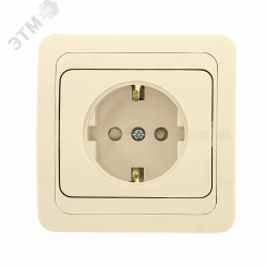 Розетка Лондон одноместная с заземлением 16А бежевая с защитными шторками