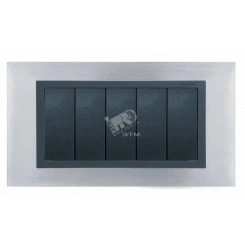 Рамка с суппортом на 8 узких модулей, S82C, нерж. сталь - графит (металл.им)