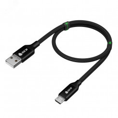 Кабель Micro USB, 1.5 м., AL черный нейлон, быстрая зарядка