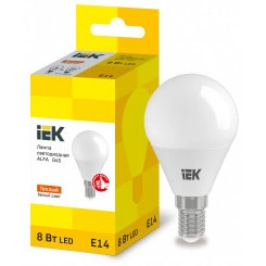 Лампа LED ALFA G45 шар 8Вт 230В 3000К E14 (6шт) IEK