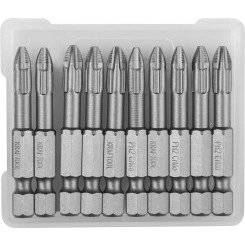 Биты ''X-DRIVE'' торсионные кованые, обточенные, , Cr-Mo сталь, тип хвостовика E 1/4'', PH2, 50мм, 10шт