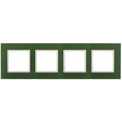 Рамка на 4 поста, стекло, Эра Elegance, зелёный+сл.кость, 14-5104-27